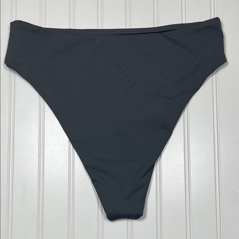 SKIMS Recycled Swim Mid Waist Bikini Bottoms color Gunmetal sz L NWT - Picture 9 of 9